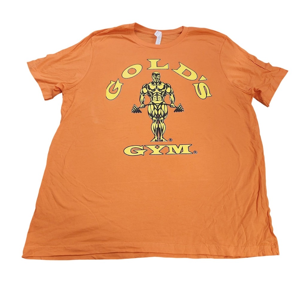 Bella + Canvas Shirt Mens 2XL Orange Gold's Gym Bodybuilding Graphic Tee Top